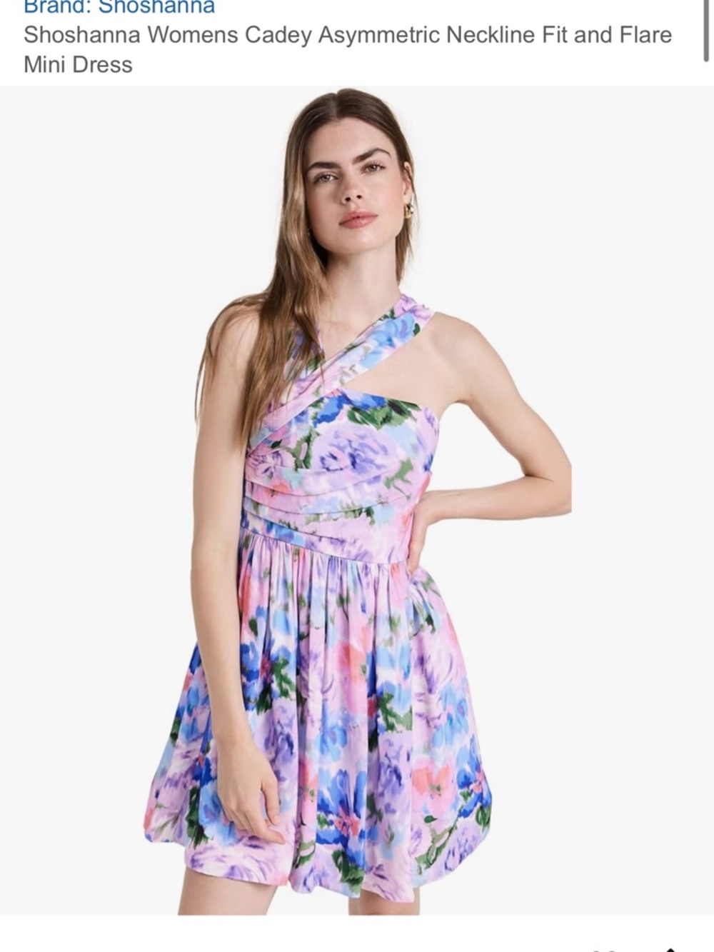 Shoshanna Cadey Asymmetric Neckline Fit and Flare Mini Dress - Size 12 NWT